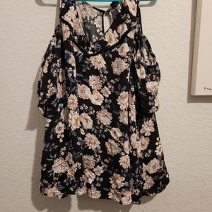 Torrid Black Floral Cold Shoulder Blouse